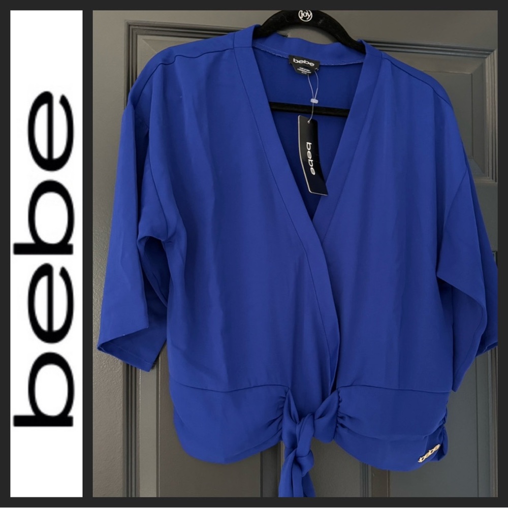 NWT BEBE Kimono Sleeve Tie-Front Top